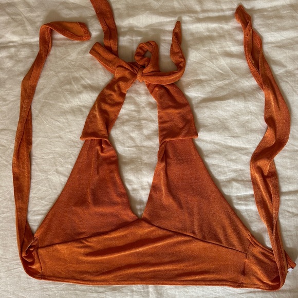 Peppermayo Orange Collared Halter Crop Top - Picture 3 of 4